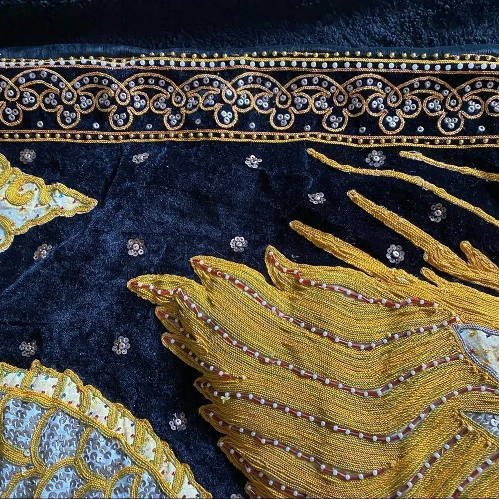 Vintage  Kalaga Gold Thai Embroidered Wall Art
